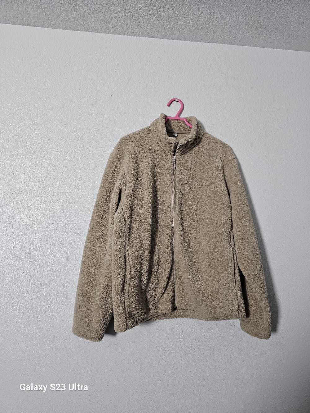 Uniqlo Beige Sherpa Zip-Up Jacket Sz L